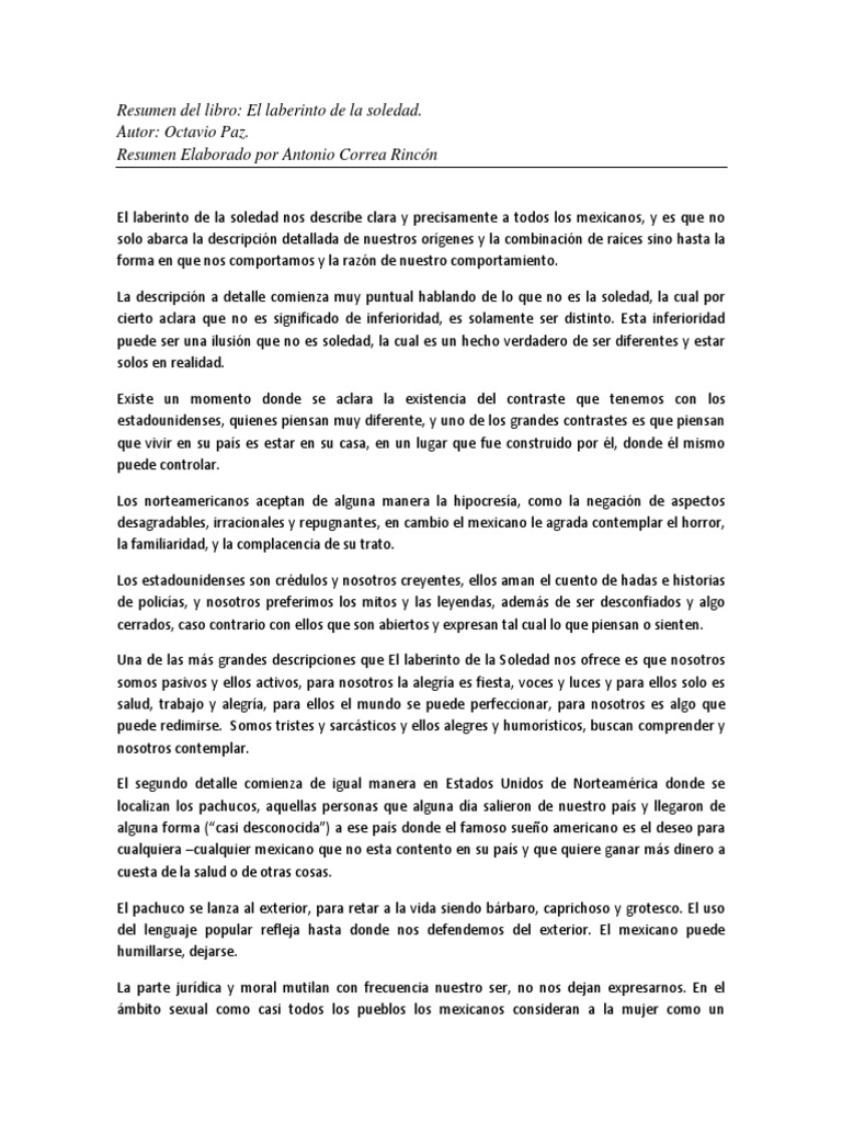 El Laberinto De La Soledad Octavio Paz Pdf