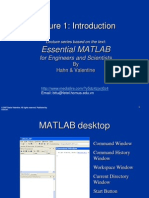 Lecture 1: Introduction: Essential MATLAB