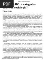 OFFE, Claus. TRABALHO - A Categoria-chave Da Sociologia
