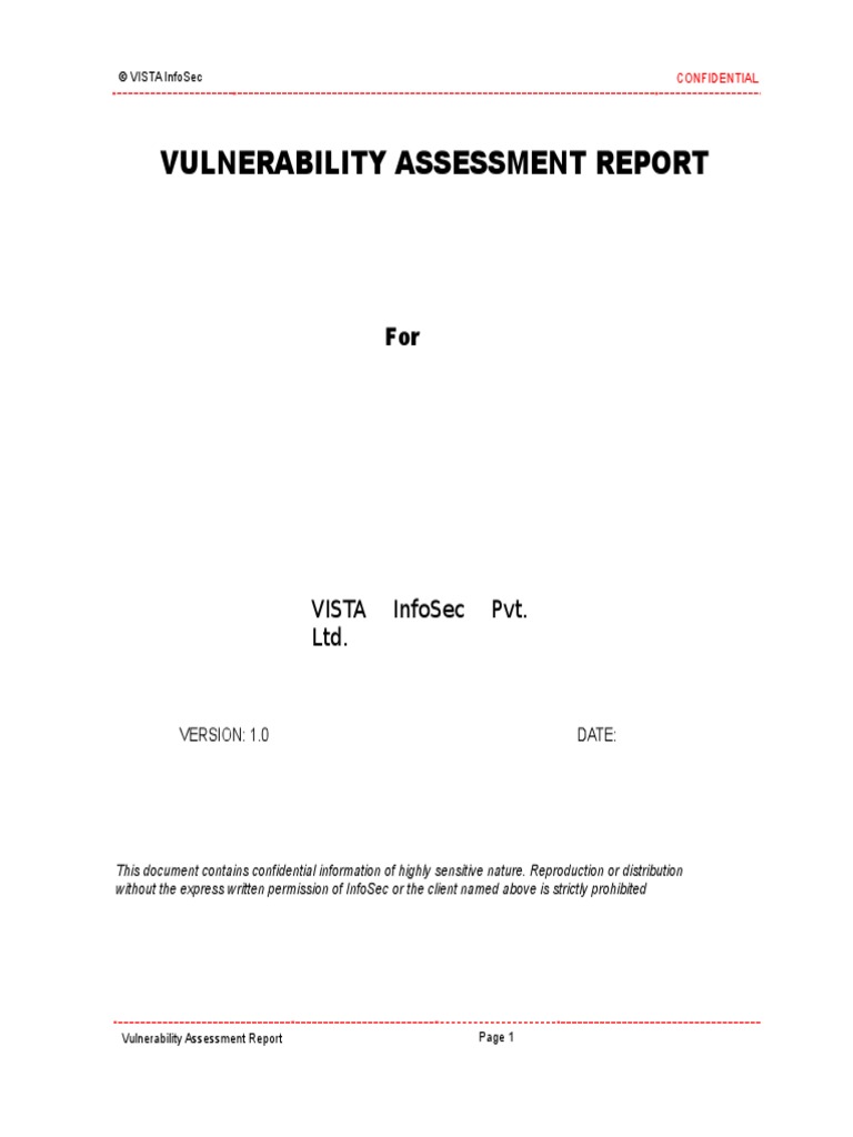 Vulnerability Assessment Report: © Vista Infosec | PDF | Information ...