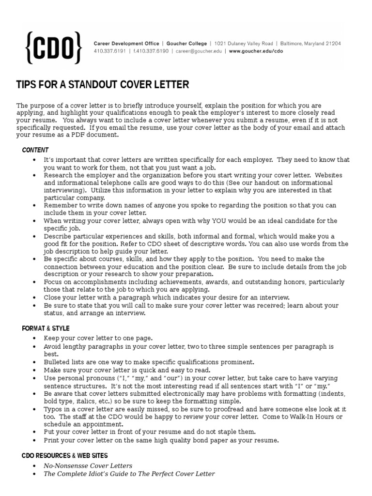 writing a standout cover letter