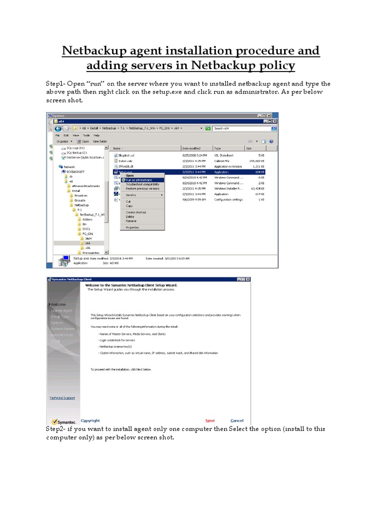 Netbackup Agent Installation and Adding Server To Backup Policy | PDF ...