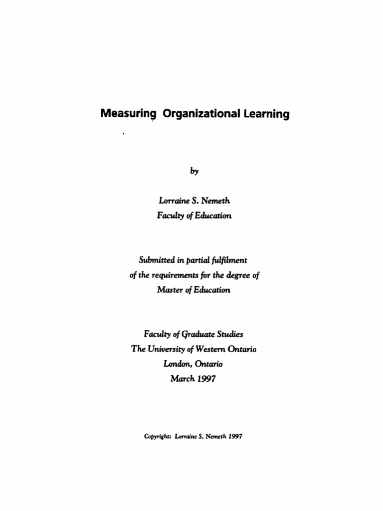 Measuring Organizational Learning | PDF