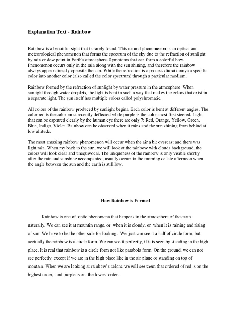Explanation Text Rainbow How Rainbow is Formed
