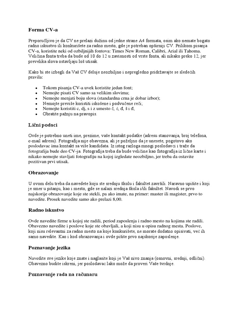 Forma CV-a | PDF