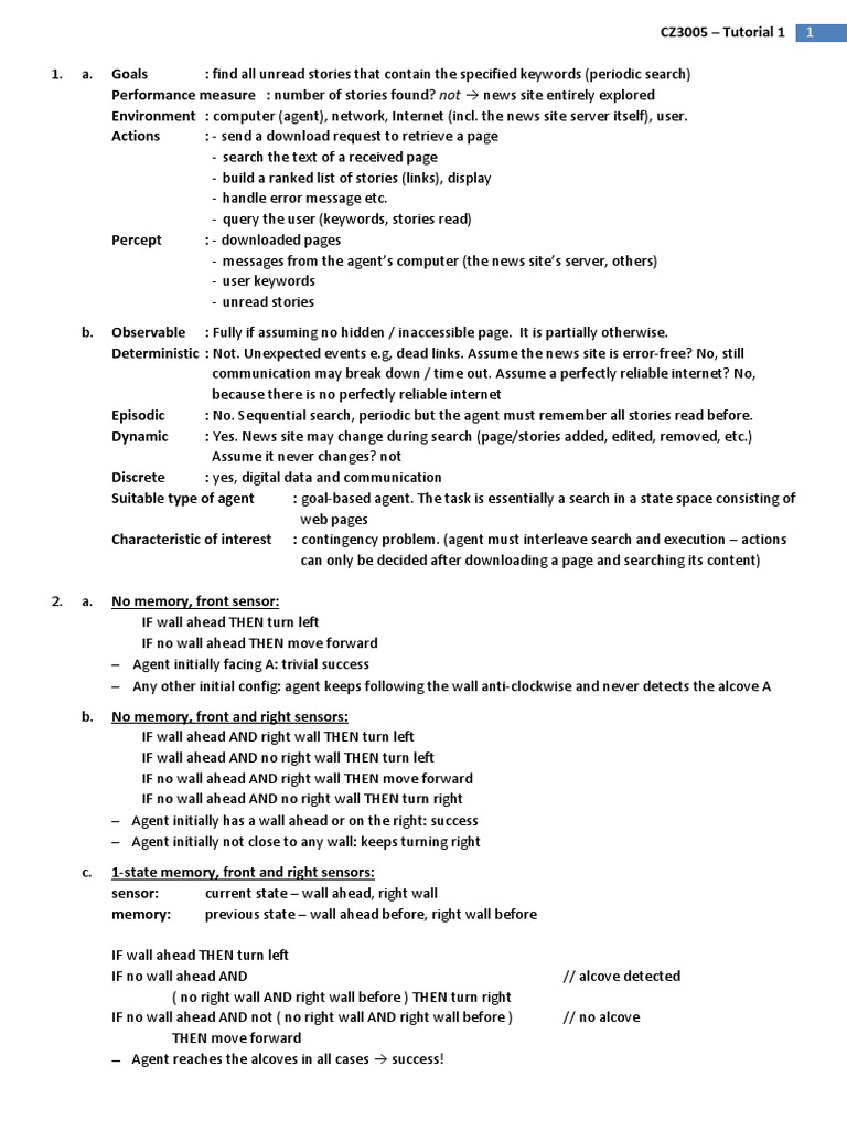 Artificial Inteligence NTU Tutorial 1 Answer | PDF | Internet | Digital ...