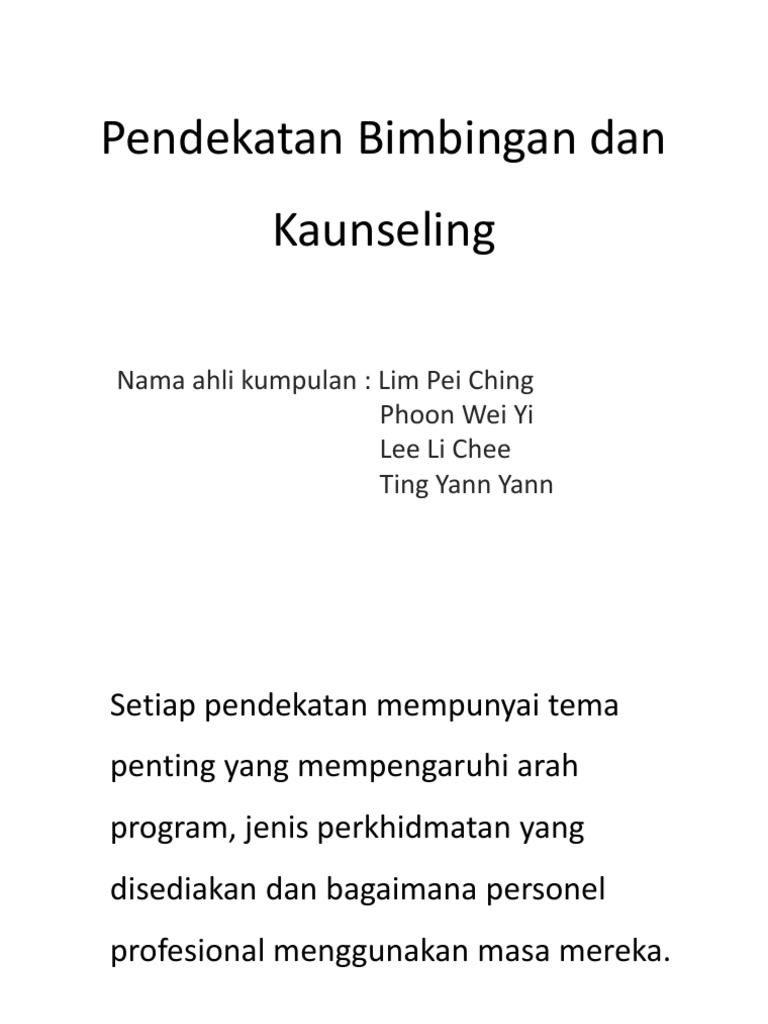 Pendekatan Bimbingan Dan Kaunseling Pdf