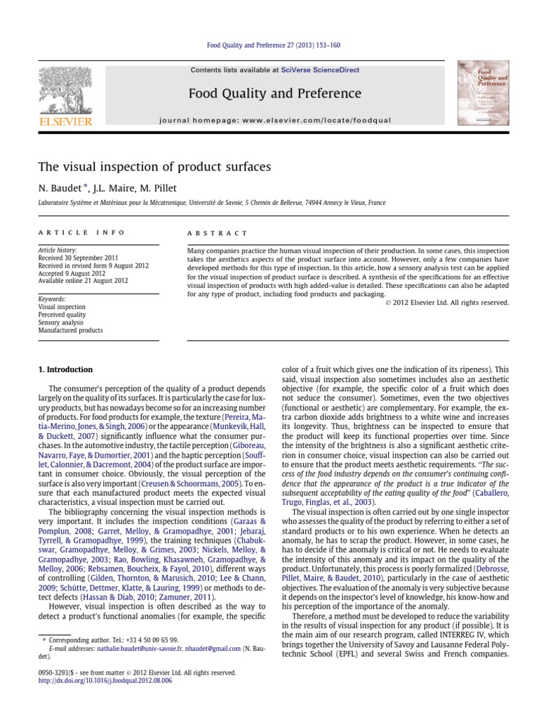 Visual Inspection of Product Surfaces | PDF | Perception | Color