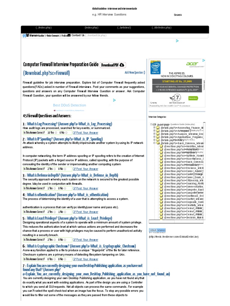 45 Computer Firewall Interview Questions and Answers PDF Firewall