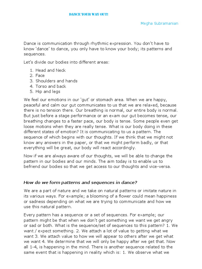 Understanding Dance Patterns | PDF | Dances | Psychological Concepts