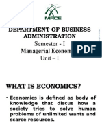 Department of Business Administration: Managerial Economics