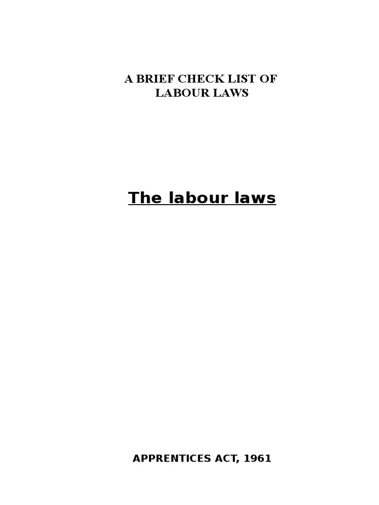 Essential Labour Laws Checklist | PDF | Apprenticeship | Overtime
