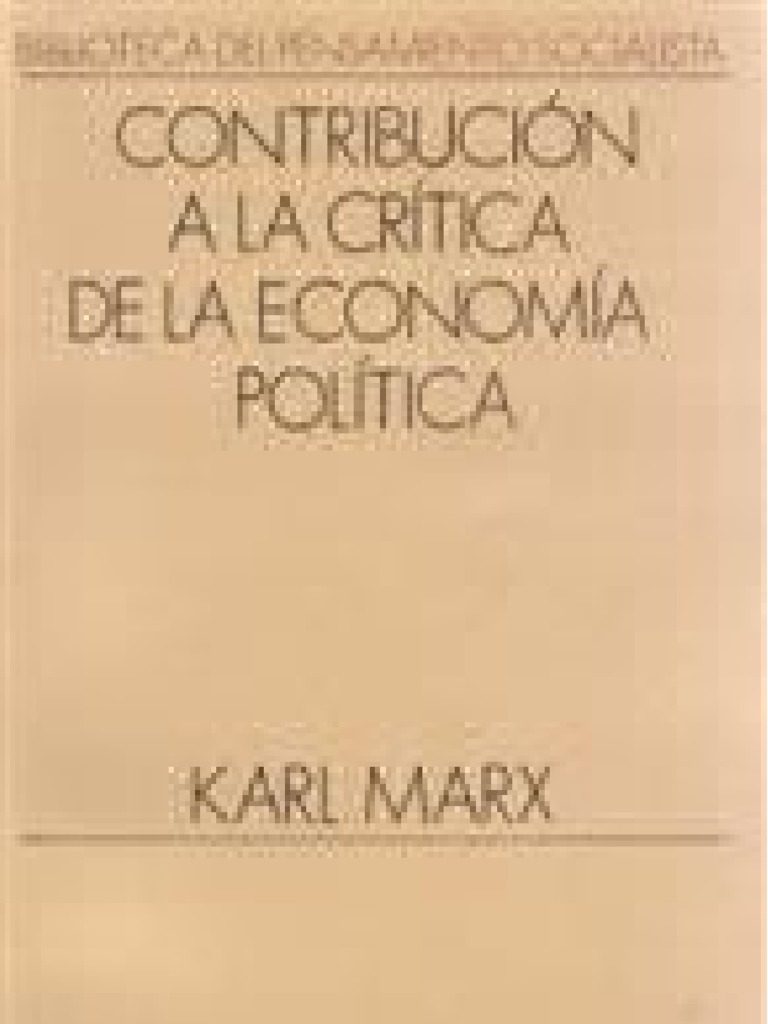 Introducción A La Crítica de La Economía Política PDF Friedrich Engels Karl Marx