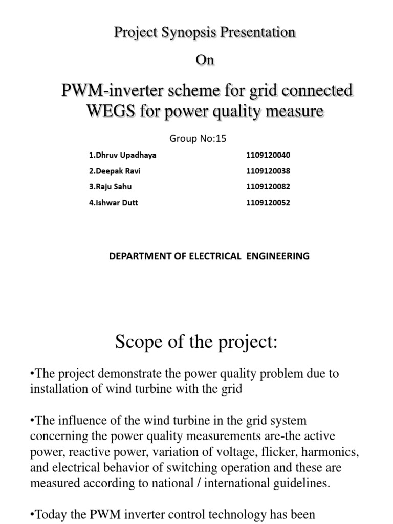 Power Quality Control Using PWM in WEGS PDF Wind Power Power Inverter