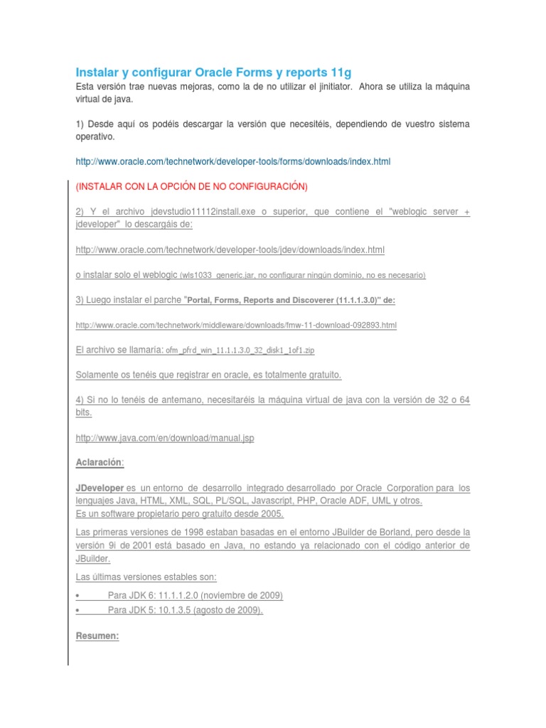 Instalación de Oracle Forms 11g | PDF | Negocios | Informática