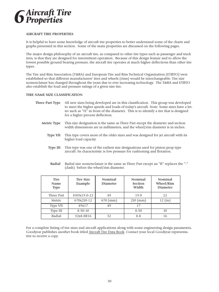 Aircraft Tire Properties and Specifications | PDF | Tire | Aircraft