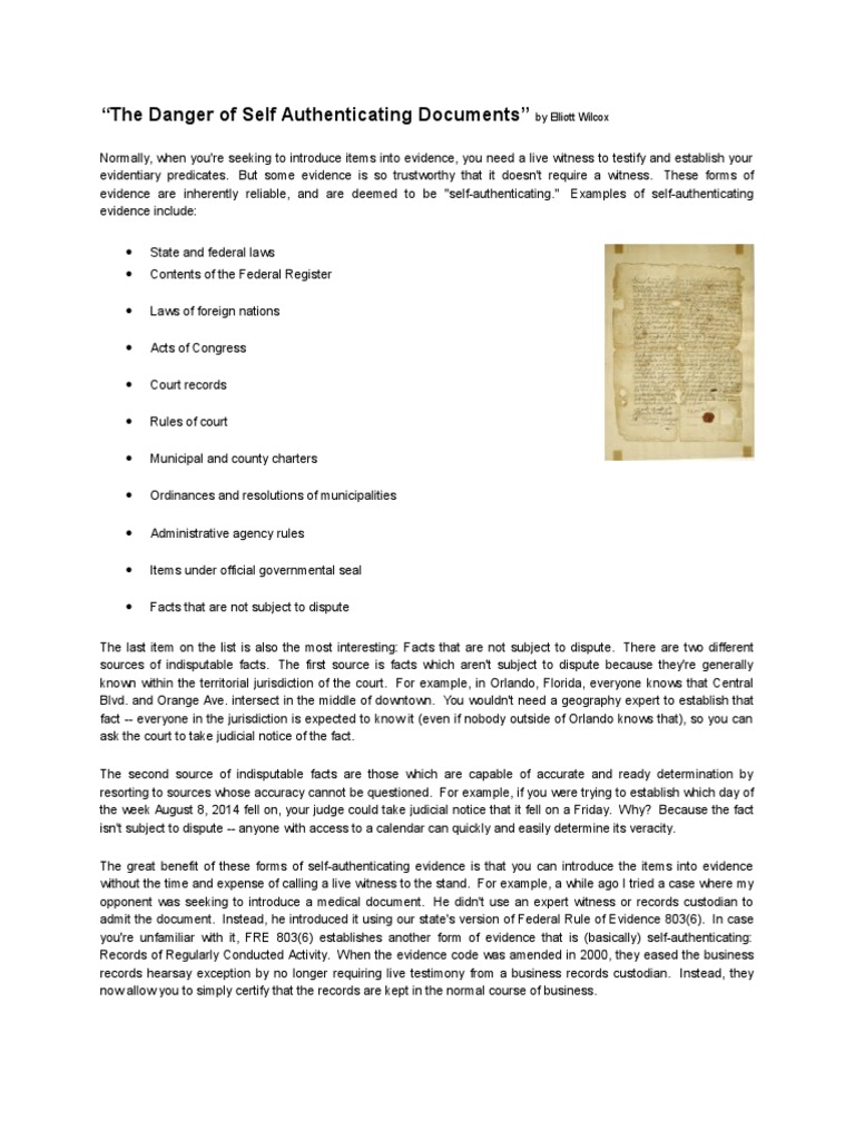 Understanding Self Authenticating Evidence Pdf Witness Evidence Law