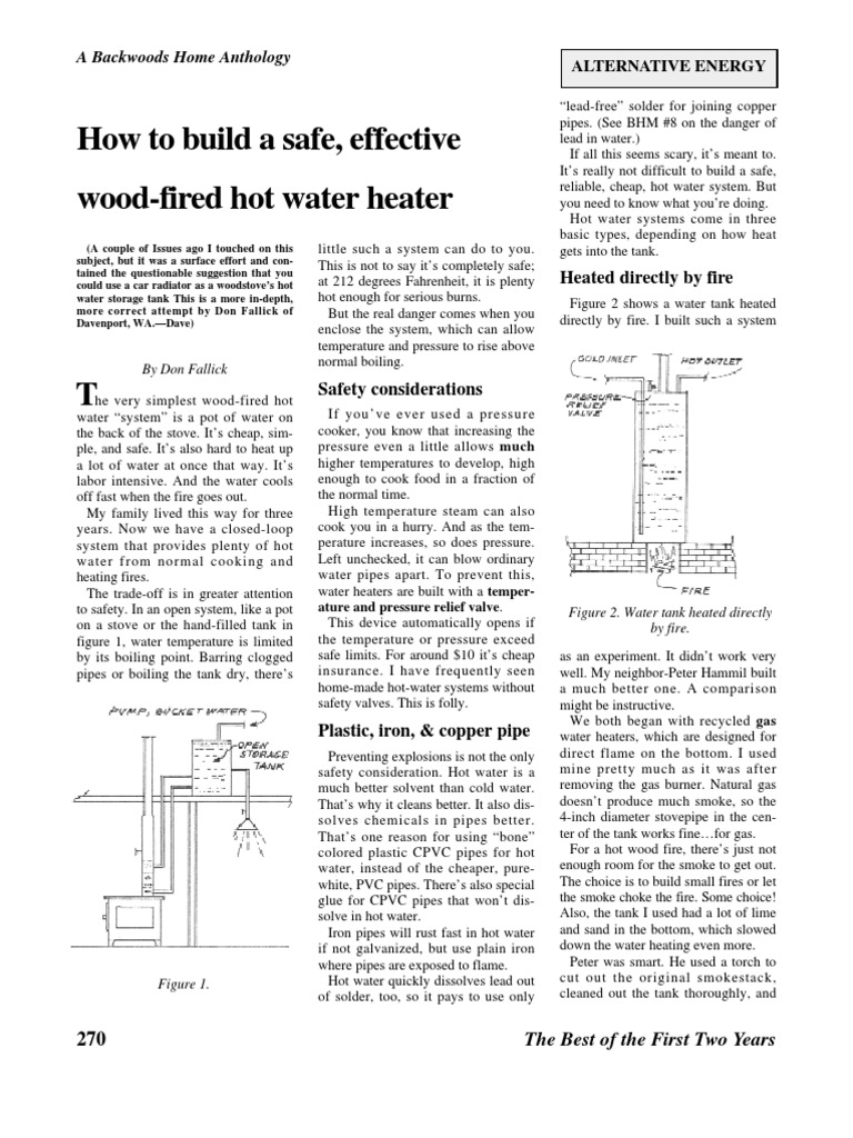 How To Build A Safe Effective Woodfired Hot Water Heater Pdf Water