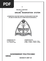 Download AIRLINE RESRVATION System Report in vb60 by ykr007 SN23735897 doc pdf