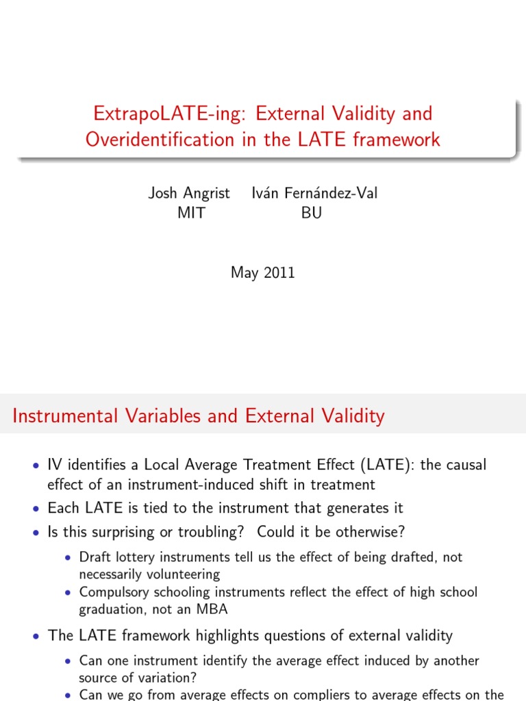LATE Framework: External Validity Insights | PDF | Bootstrapping ...