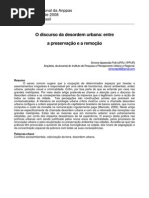 O Discurso Da Desordem Urbana