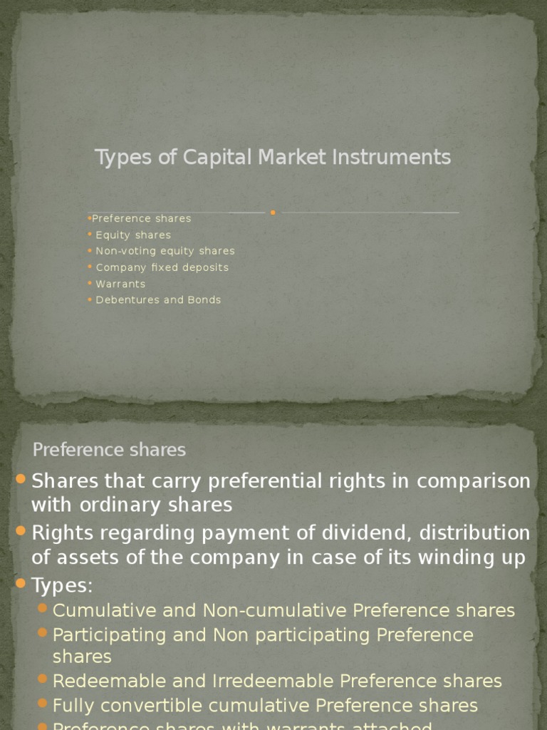 Types of Capital Market Instruments | PDF | Preferred Stock | Warrant ...