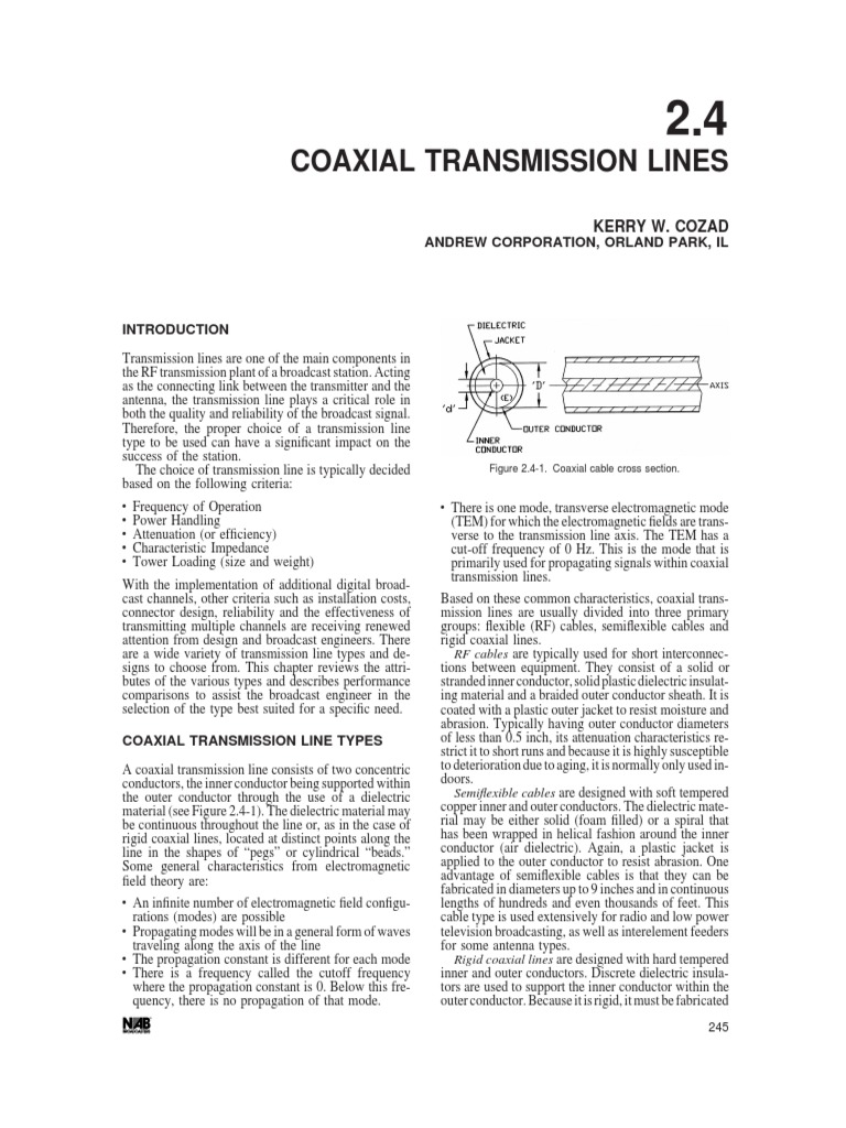 Coaxial Transmission Lines PDF Coaxial Cable Transmission Line