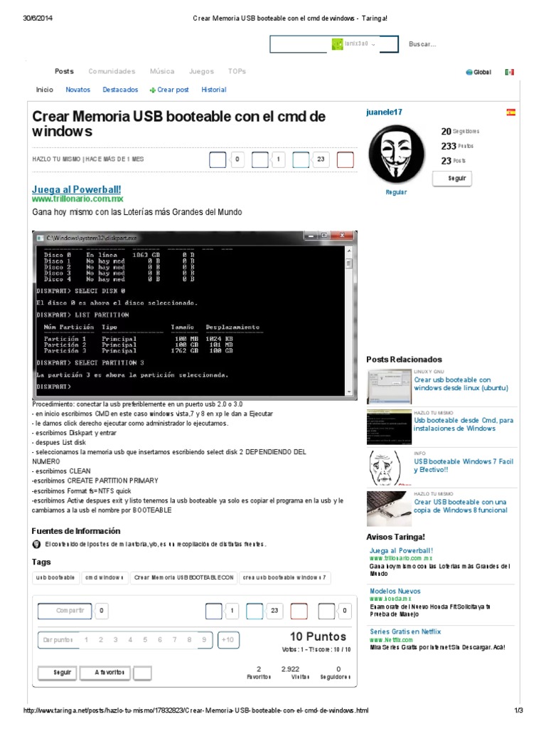 Crear USB Booteable con CMD Windows | PDF | Memoria USB | Microsoft Windows