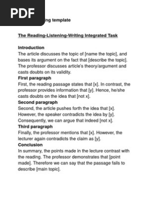 TOEFL- Integrated Writing Template