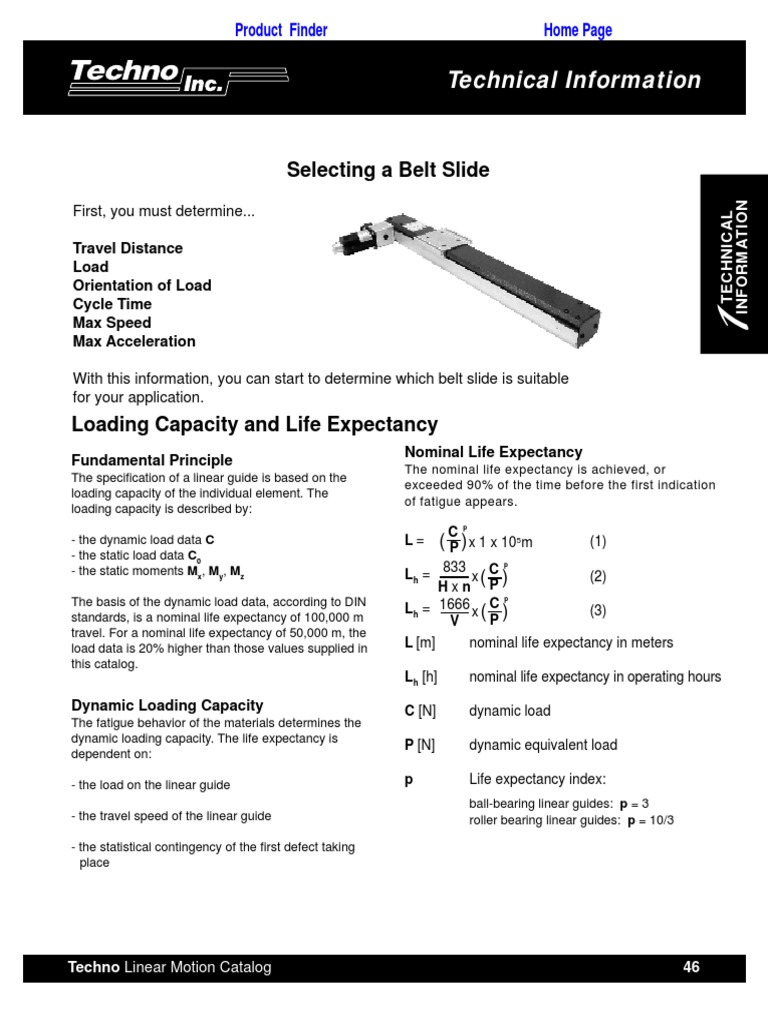Selecting A Belt Slide: Technical Information | PDF | Structural Load ...