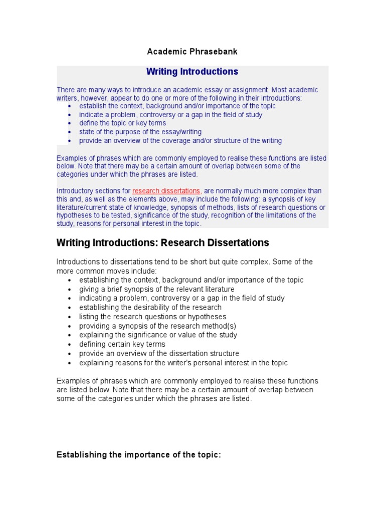 academic dissertation writing