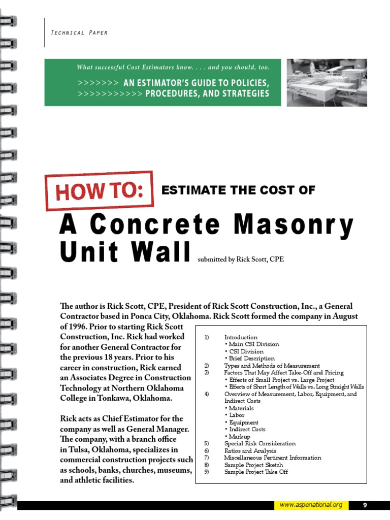How to Estimate the Cost of Masonry Wall Masonry Mortar (Masonry)