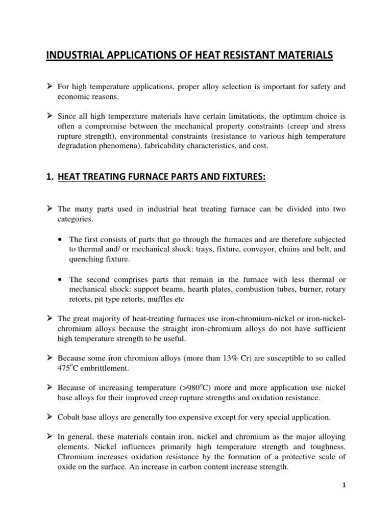 Industrial Applications of Heat Resistant Materials PDF Space