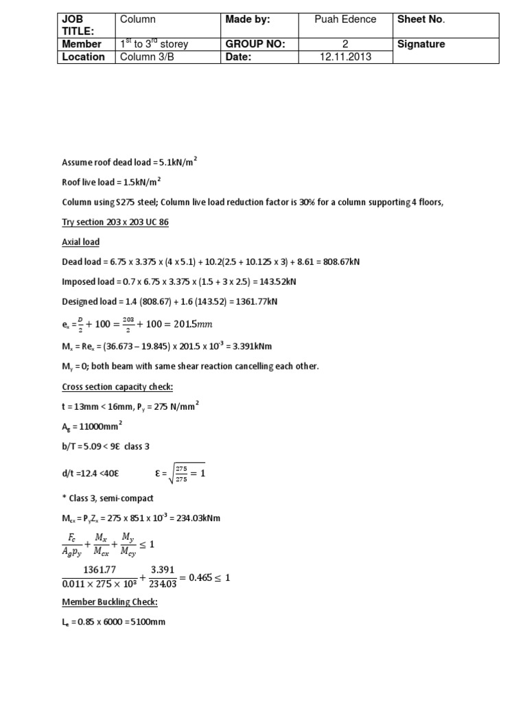 Structural Analysis of Column Design | PDF | Teaching Methods ...