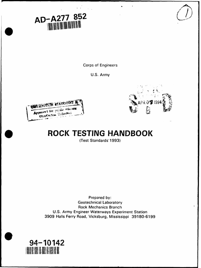A277852-Rock Testing Handbook-Us Army | PDF | Soil | Stress