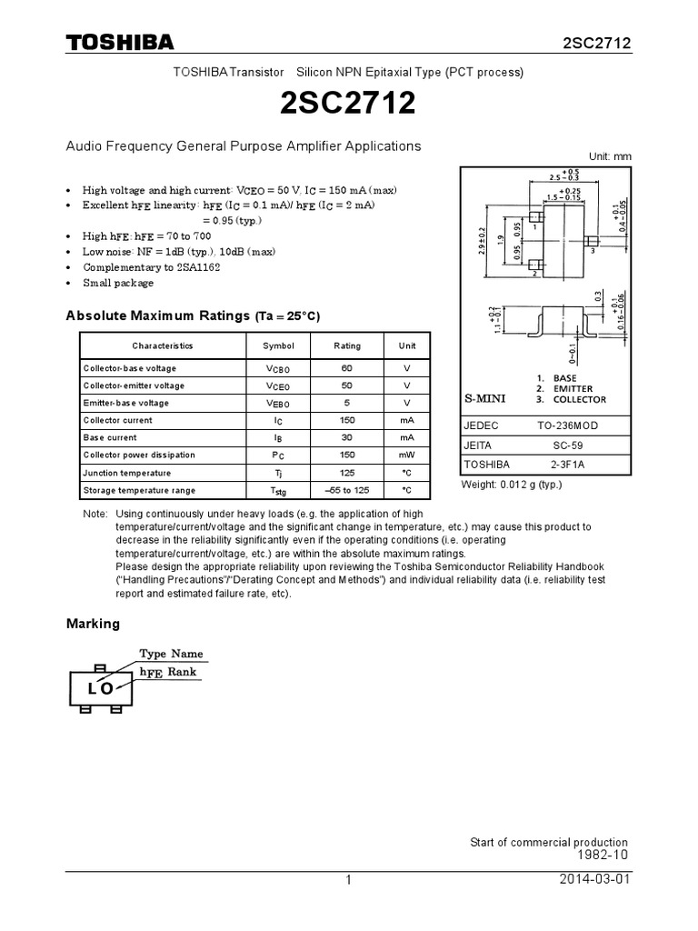 Audio Frequency General Purpose Amplifier Applications Absolute