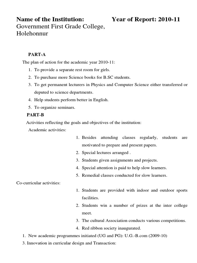 Government College 2010-11 Academic Report | PDF | Curriculum | Teachers