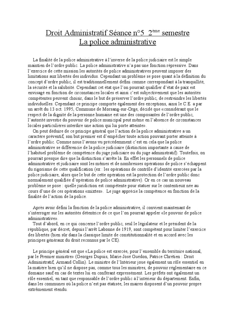 Ce 18 Avril 1902 Commune De Néris Les Bains Fiche Police Administrative | PDF | Communes de France | Législation