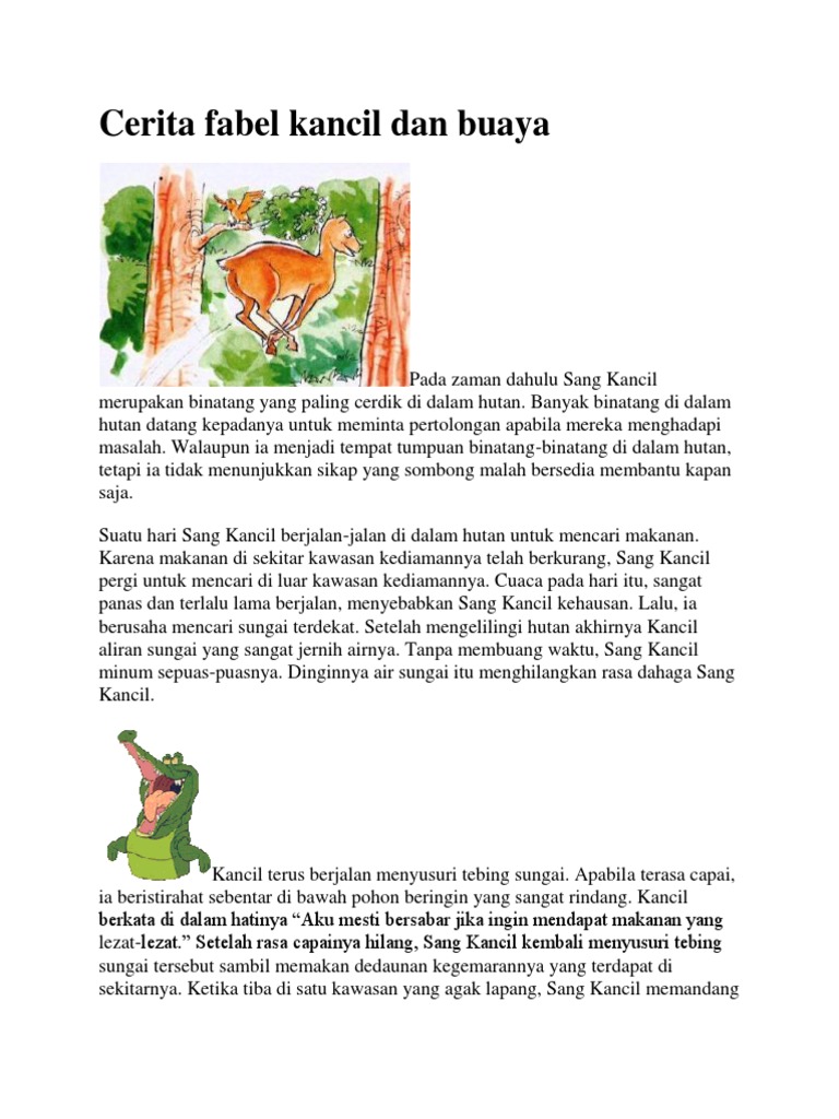 Cerita Fabel Kancil Dan Buaya