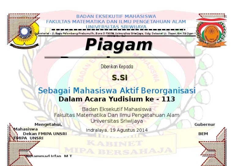 Sertifikat Aktif Organisasi Bemf 3