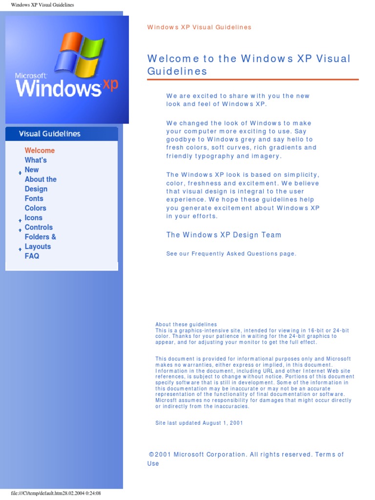 to the Windows XP Visual Guidelines Icon Adobe