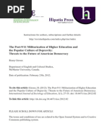 The Post-9/11 Militarization of Higher Education and the Popular Culture of Depravity