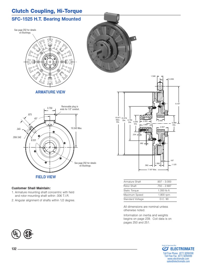 InertiaDynamics SFC1525BHT Specsheet | PDF | Clutch | Force