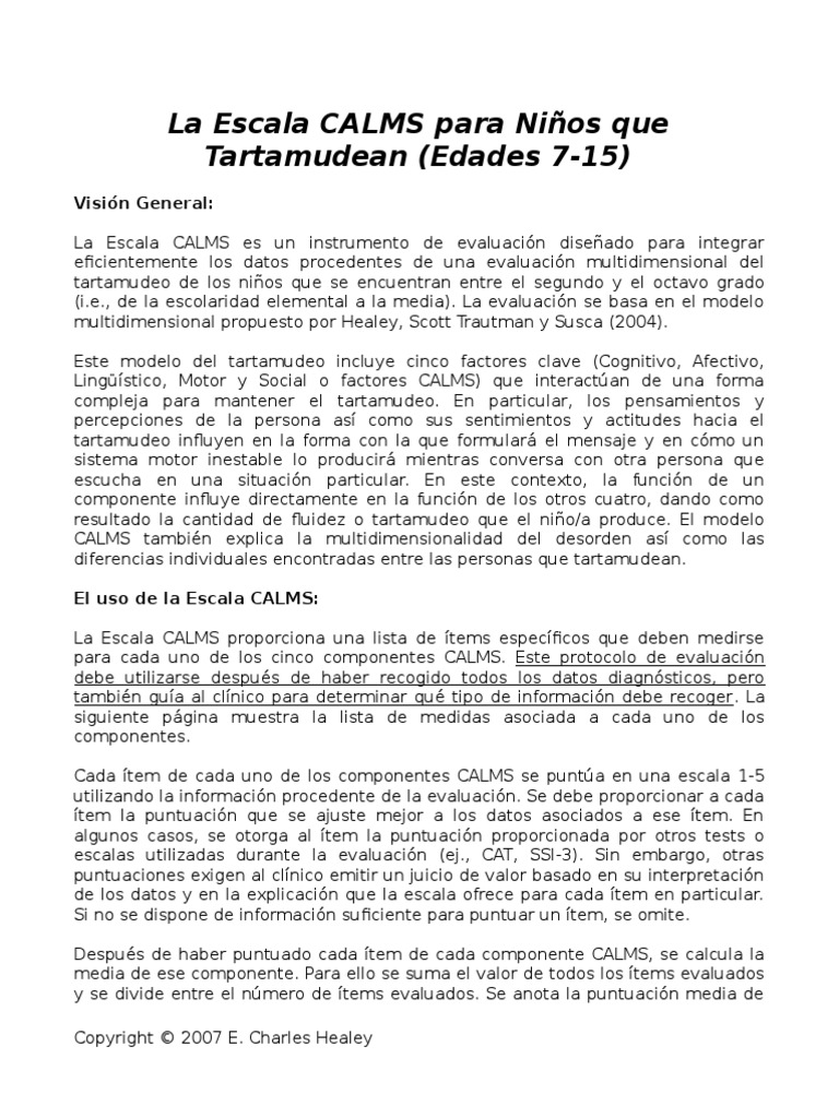 Escala CALMS para Evaluar Tartamudez | PDF | Tartamudeo | Ritmo
