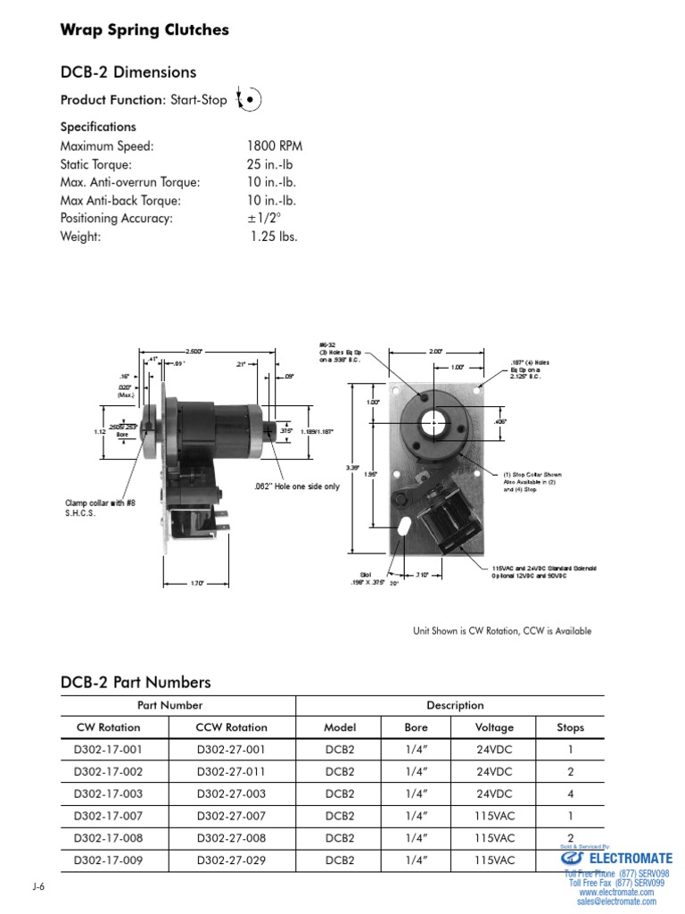 DCB-2 Specifications and Parts List | PDF | Clutch | Screw