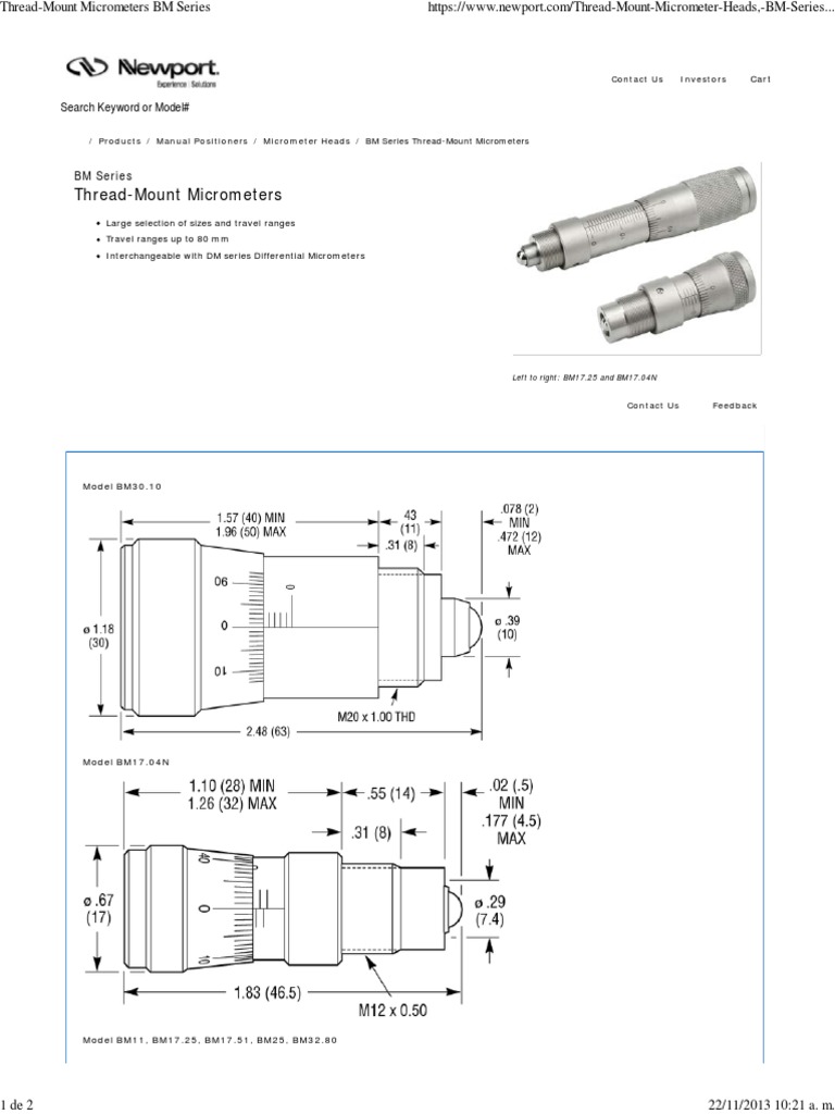 Thread-Mount Micrometers BM Series | PDF