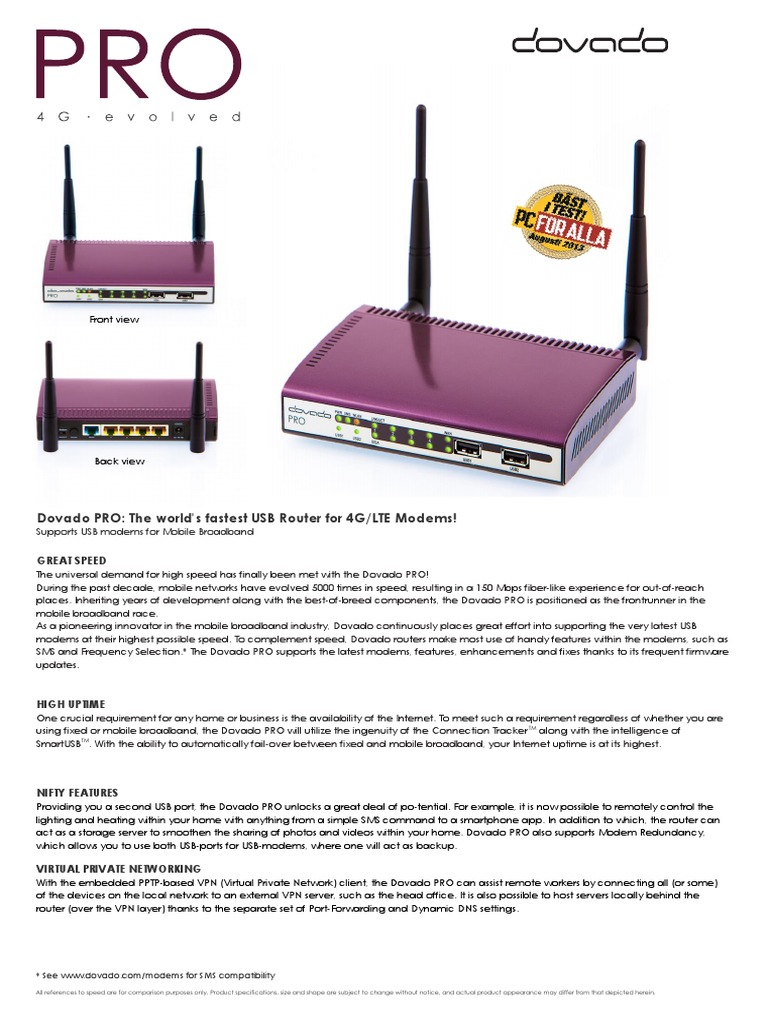 Dovado PRO: Fast 4G/LTE USB Router | PDF | Virtual Private Network | Modem
