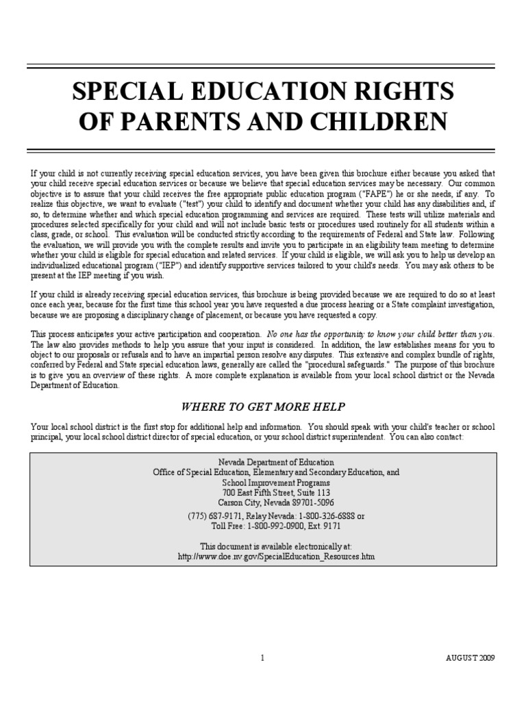Special Education Rights Overview | PDF | Individualized Education ...