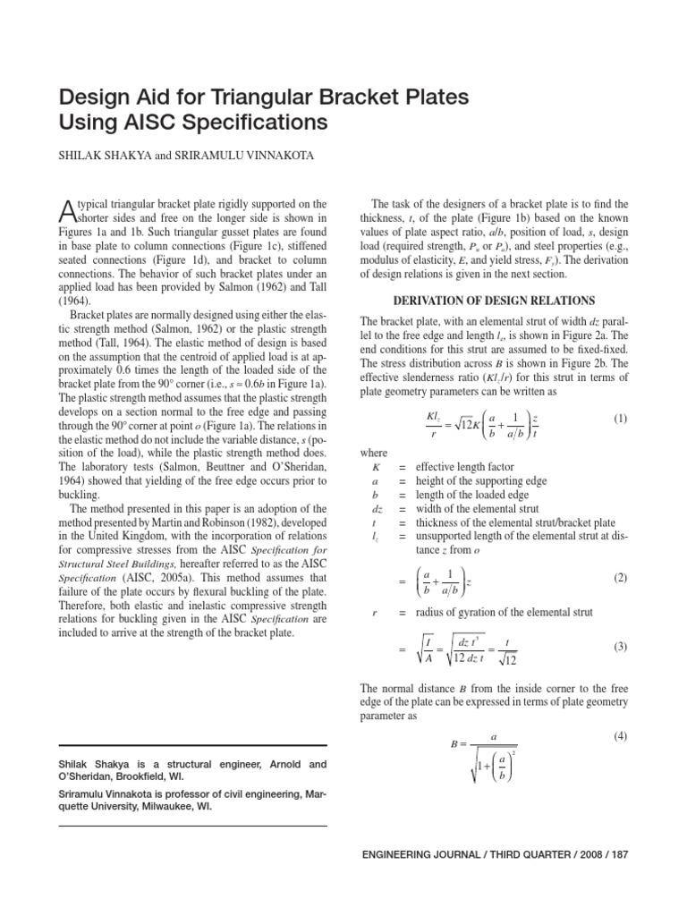Design Aid for Triangular Bracket Plates | PDF | Buckling | Strength Of ...