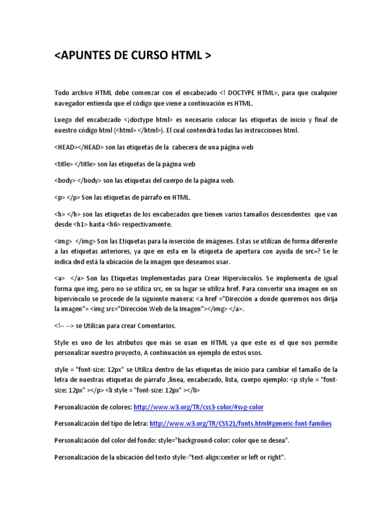 Apuntes de HTML y CSS Básico | PDF | HTML | Hojas de estilo en cascada